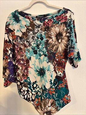 Rinascimento Floral Tunic in Multicolor Large Like New